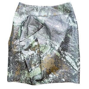 HANII Y silk metal shimmery snake print pencil skirt size 40 like new
